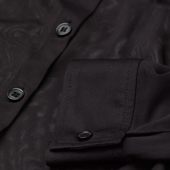 H&M Divided Black Mesh Button Up - Picture 2 of 5